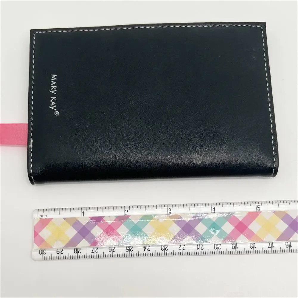 New Mary Kay Black Leather Floral Trim Bi-Fold Wallet Card Holder
